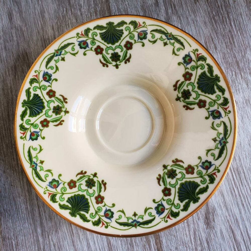 Lenox Hand Decorated 24k Gold Floral Decor Plate Candy Dish 7.5"